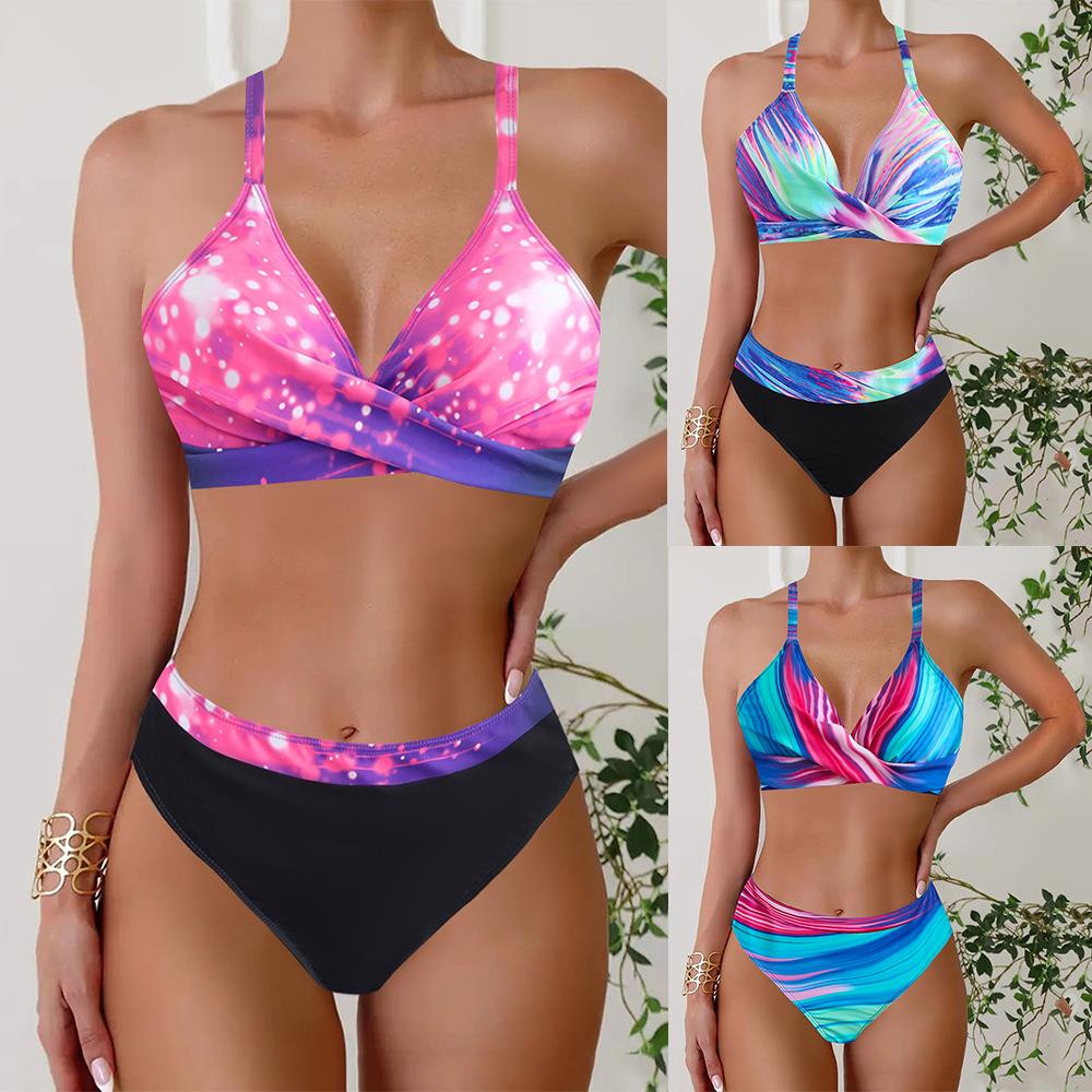 Tankini high waist gradient pink bikini large size