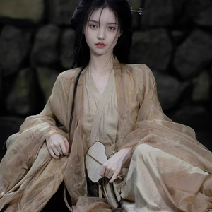 魏晋风汉服古装女2024新款晋制交领直裾大袖衫古风成人女装春夏季