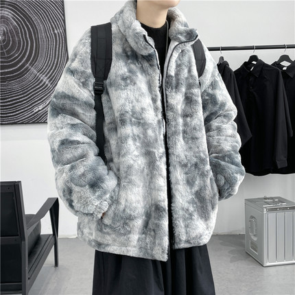 羊羔绒外套男秋冬款2024新款棉服男款冬季羊羔毛棉衣加绒加厚棉袄