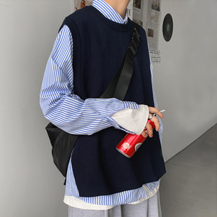 坎肩背心大碼 針織馬甲男青少年2025新款 春季 圓領無袖 外套 寬松開衫