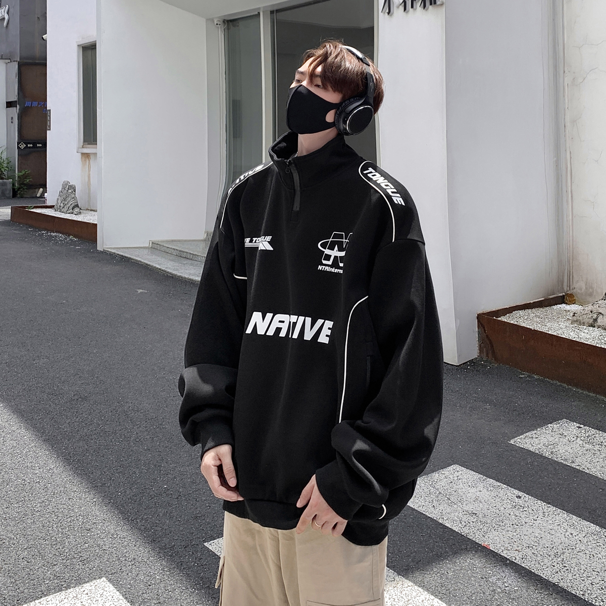 美式卫衣男春秋帅气机车服外套潮