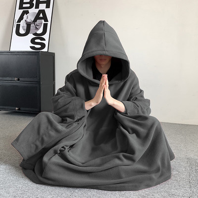 中国风中长款佛系禅服男款禅修斗蓬打坐披风式圣诞节僧服古风睡袍