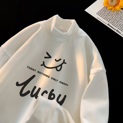 德绒打底衫男冬季加绒加厚保暖上衣2024新款青少年半高领长袖t恤