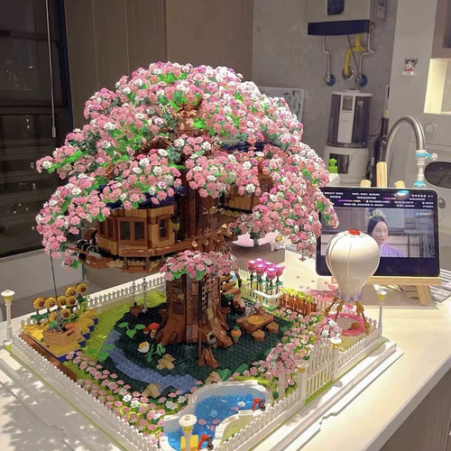 【女生礼物】新款樱花树屋积木