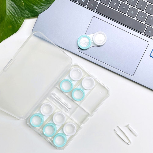 HanGee六联隐形眼镜盒多个便携收纳伴侣盒透明日系ins