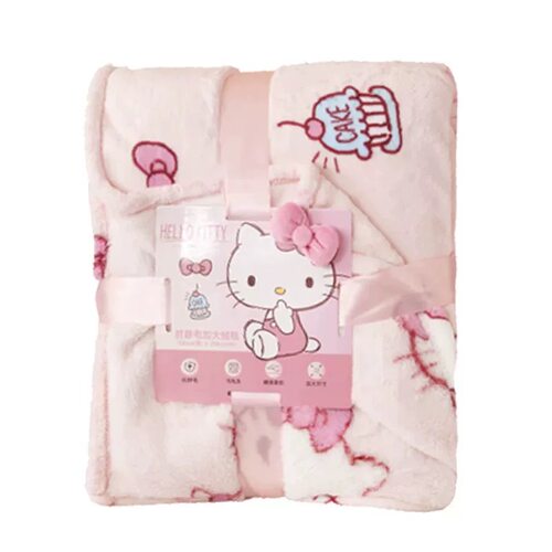 三丽鸥正版hellokitty绒毯抗静电绒毛毯子粉色可爱150*200可机洗