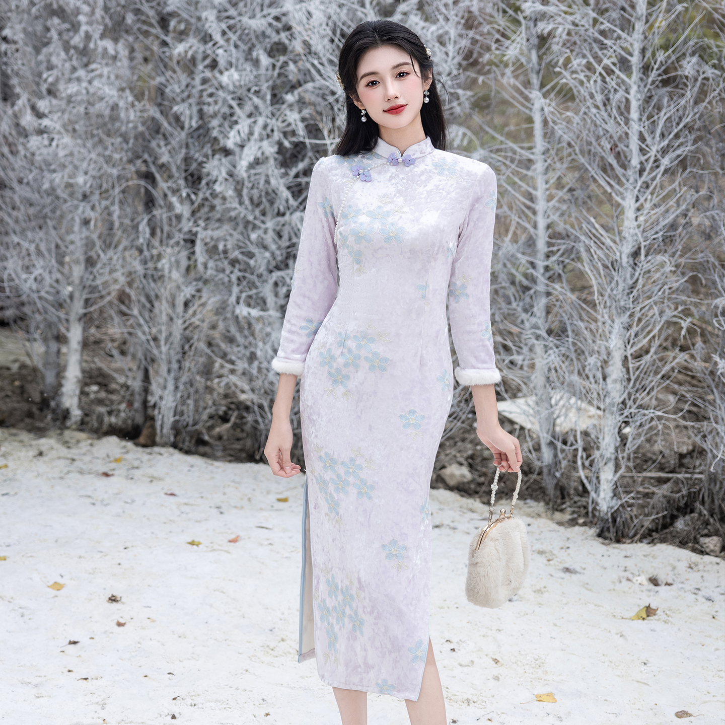 新中式年轻款长袖加绒冬款旗袍