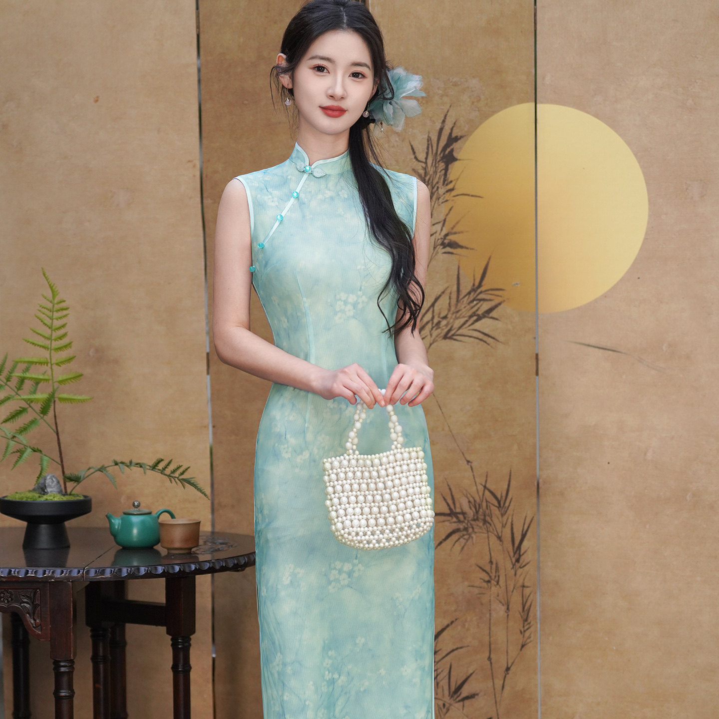 绿色新中式复古国风无袖改良旗袍2026年春夏新款气质高端日常可穿,女装/女士精品,旗袍,淘宝优惠券,粉丝福利购,淘宝优惠卷