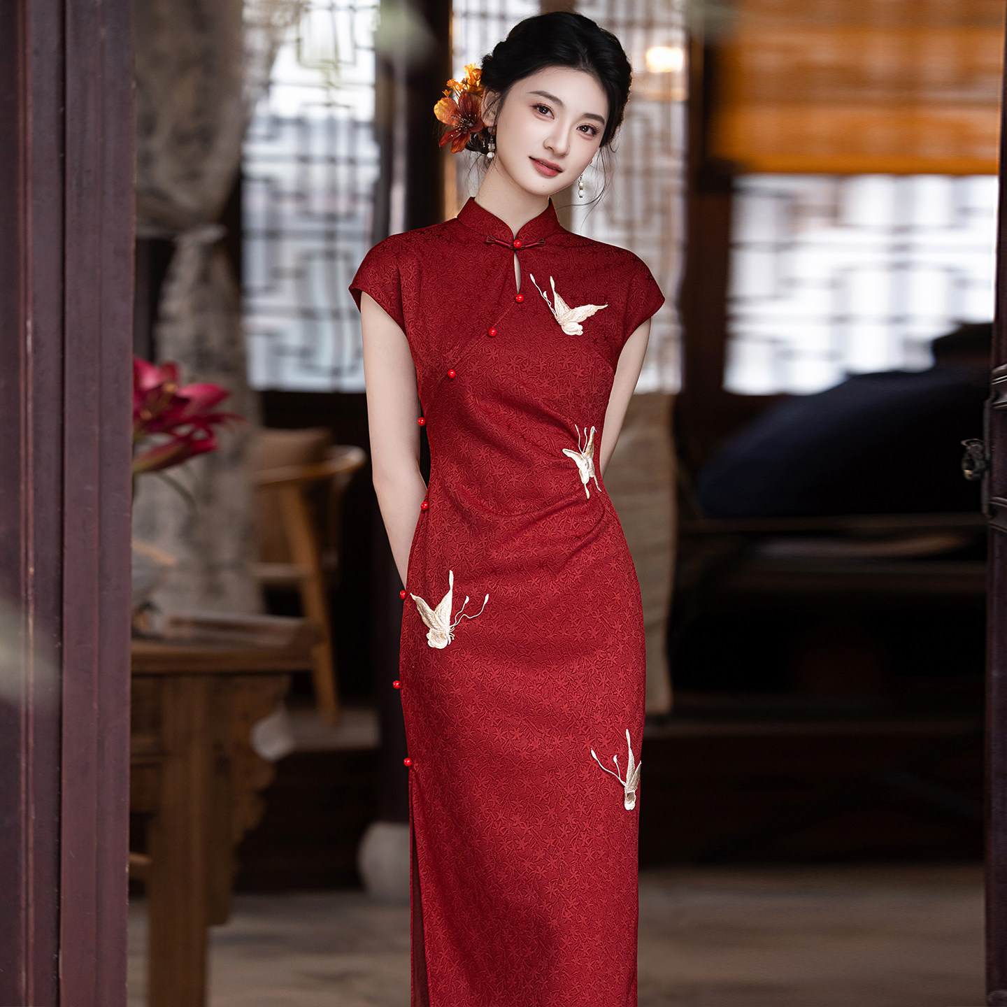 红色新中式复古风绝美订婚敬酒服2026新款年轻款高考送考平时可穿
