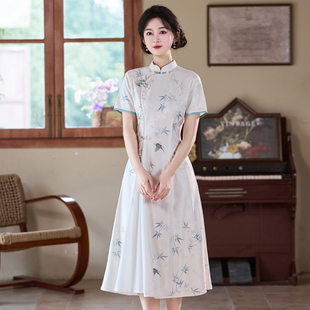 气质高端文艺茶艺服 年轻款 新中式 复古国风绝美奥黛旗袍2026年新款