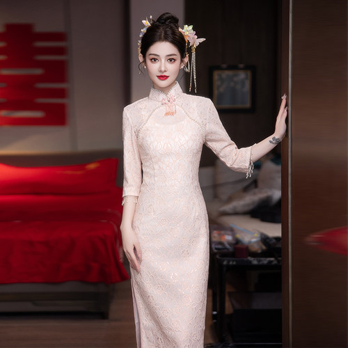 粉色订婚礼服裙日常可穿气质高端