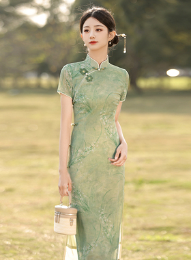 绿色高考送考旗袍2025新年轻款少女中国风日常可穿气质高级感修身
