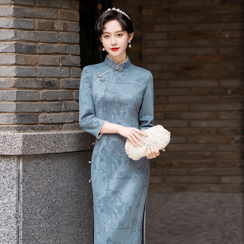 新中式复古国风年轻款倒大袖旗袍