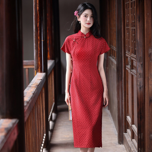 红色复古新中式古法全开襟旗袍女2026新款气质高端国风改良日常穿