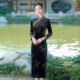 黑色复古国风中式 气质高端礼服裙 丝绒旗袍2025秋冬新款 妈妈装 长袖