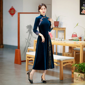 复古民族风走秀旗袍连衣裙中长款 改良奥黛旗袍年轻款 少女2026新款