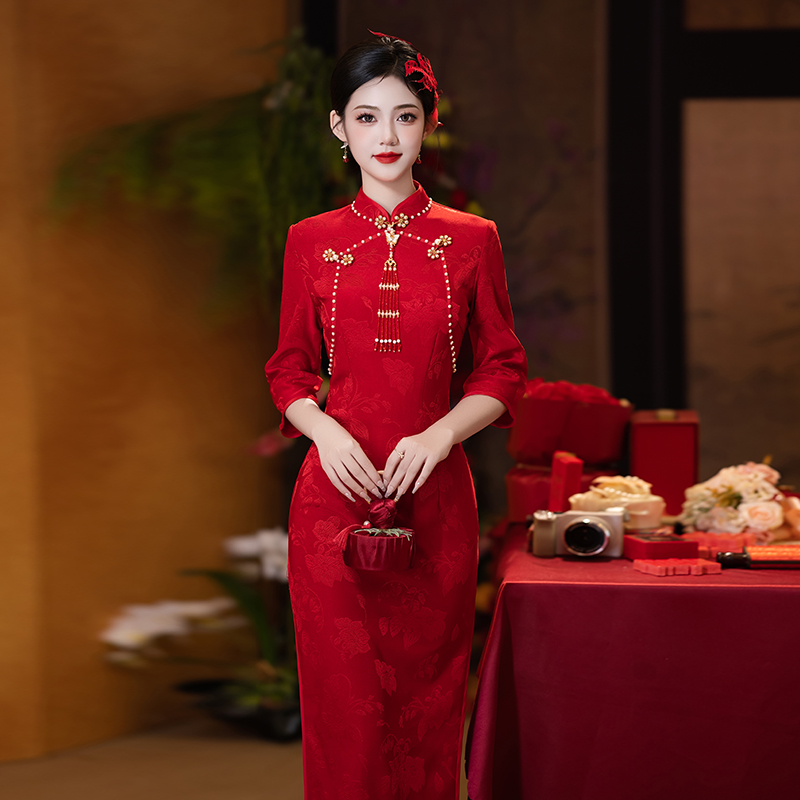 新中式红色新娘结婚敬酒服回门装