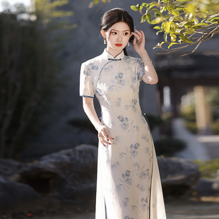 日常可穿气质高端水墨连衣裙 新中式 国风改良茶艺奥黛旗袍2024新款