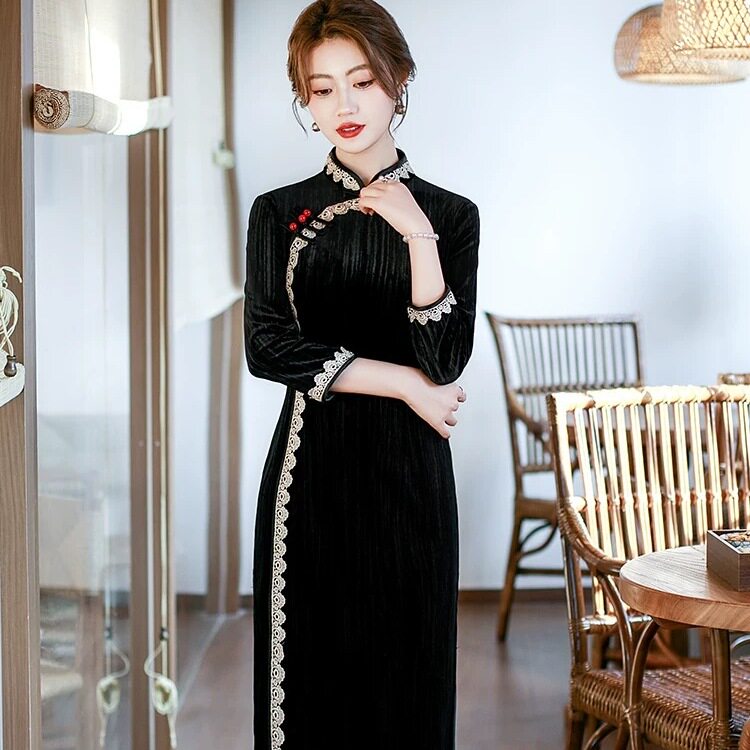 复古民国风中年妈妈装长袖旗袍2026年新款高端气质日常可穿连衣裙
