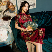 优雅女 中国风日常改良复古短袖 老上海长旗袍年轻款 少女2026年新款