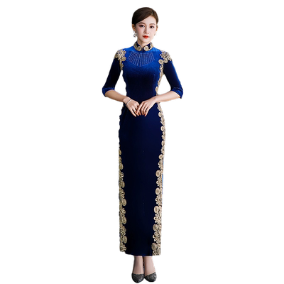 红舍中国风演出走秀长款旗袍