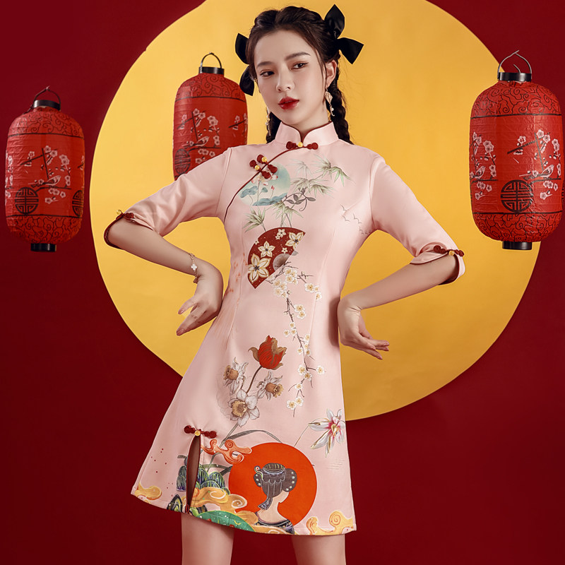 蚀骨旗袍2021年秋季新款中国风改良版复古日常可穿国潮连衣裙优雅