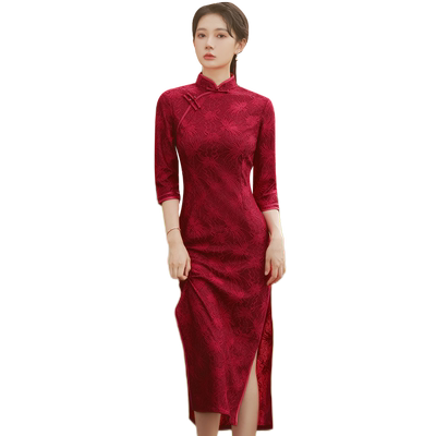 红色新娘敬酒服气质高级感连衣裙