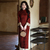 气质高端连衣裙 绝美旗袍2025新款 复古国风倒大袖 年轻款 红色新中式