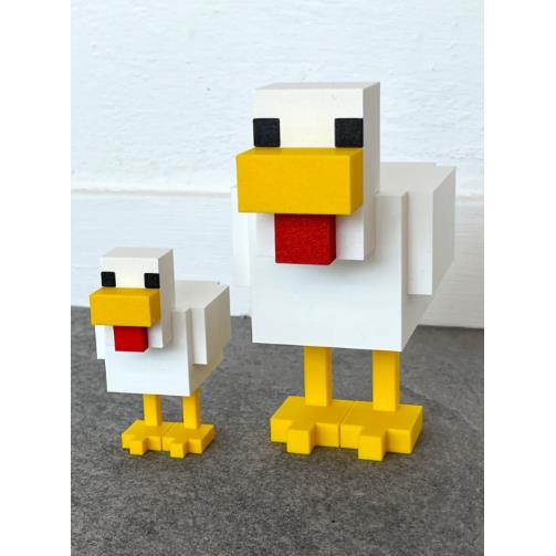 我的世界游戏周边小鸡摆件3D打印圣诞帽小鸡拼装