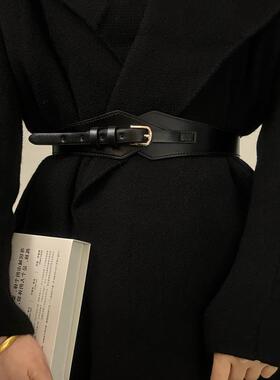 腰带女士2026新款高级感装饰连衣裙配西装外套时尚宽腰封皮带黑色