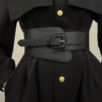 鳄鱼纹宽腰封欧美朋克风腰带