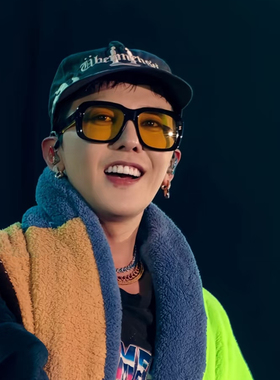 权志龙同款黄色眼镜女太阳镜韩版复古大粗框墨镜男款高级感显脸小