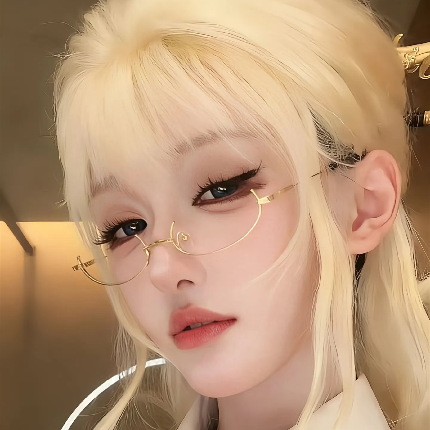 眼镜框无镜片二次元cos凹造型素颜神器装饰金属镜架女方圆脸小框