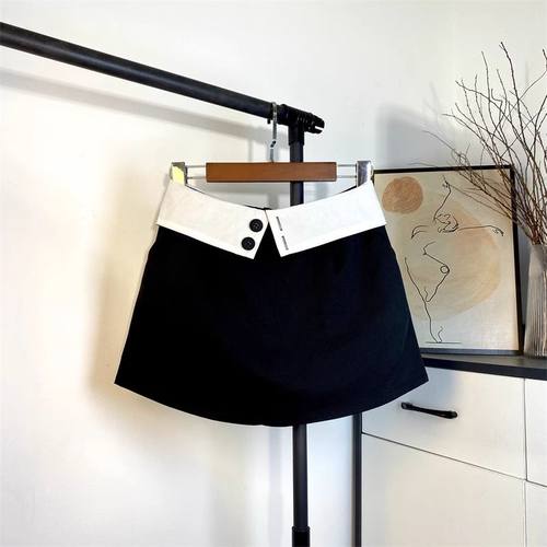 A字高腰显瘦翻边半身裙短裙韩版