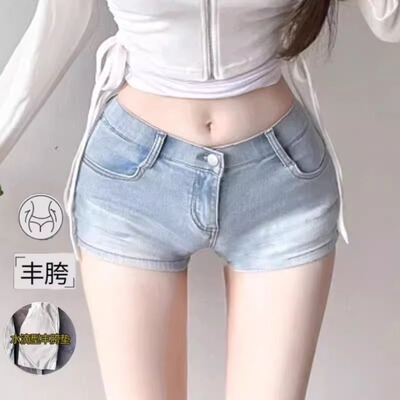 自带丰胯垫低腰丰胯牛仔短裤女夏季新款韩版性感辣妹紧身包臀热裤