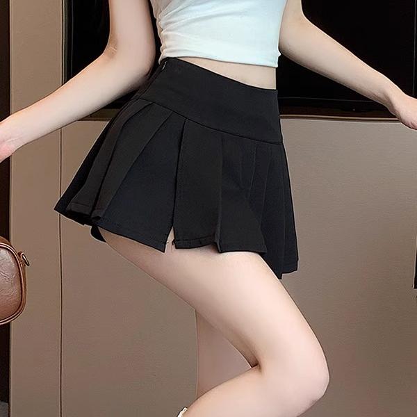 学院风高腰百褶裙女夏季2025新款显瘦防走光辣妹a字开叉半身短裙