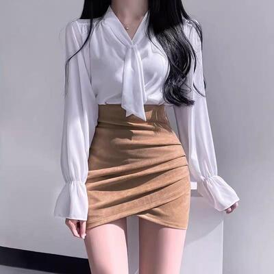 韩版高腰鹿皮绒半身裙女秋冬2025