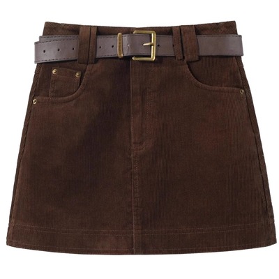 咖色灯芯绒半身裙女秋冬2025新款高腰显瘦小个子通勤百搭包臀短裙