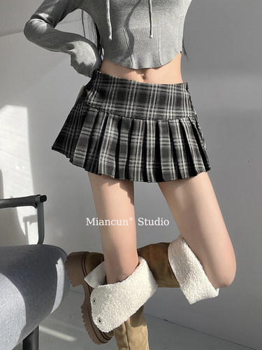 2024新款高腰显瘦百褶裙美式复古