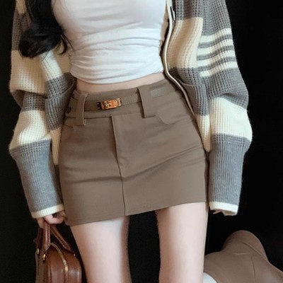 半身裙卡其色丰胯秋冬新款