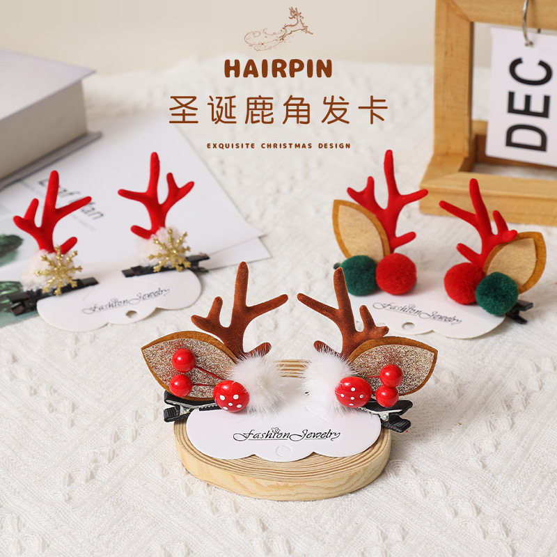 Christmas headpiece, deer horn headband, reindeer hair clip
