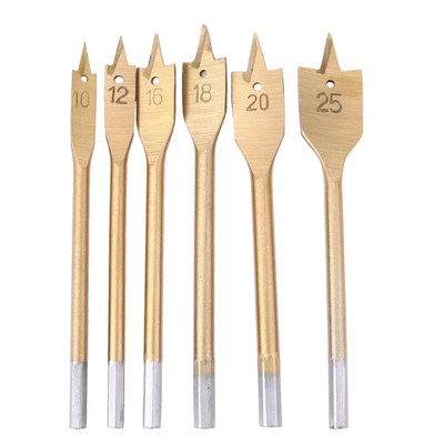 6pcs/set 10-25mm HSS Flat Drill Bit Set Golden Wood Spade