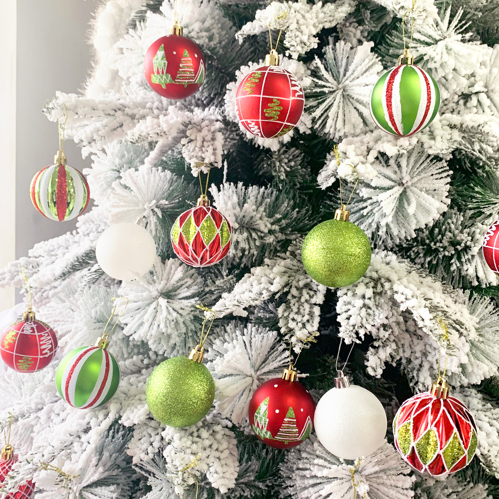 New 6cm 24PCS Plastic Ball Colored Christmas Ball Set圣诞球