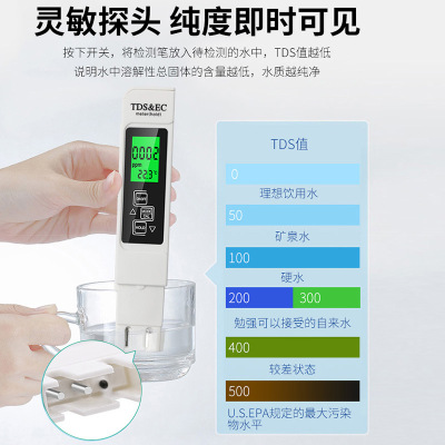 Drinking water EC meter 3-in-1 temperature TDS test pen