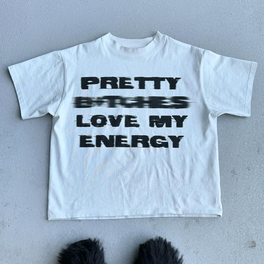 BOMBA STUDIO 디지털 직접 주입 유니크한 문자 디자인 힙합 스트리트 헤비 반팔 티셔츠 L사이즈