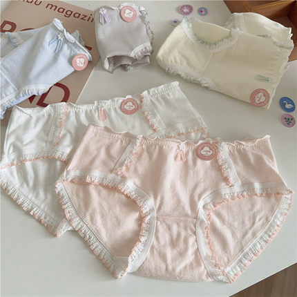 5条A类婴儿棉内裤女生纯棉7A抗菌裆透气提花中腰包臀少女三角短裤