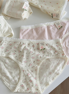 5条碎花A类棉抗菌内裤女纯棉中腰大码日系可爱少女三角裤2025新款