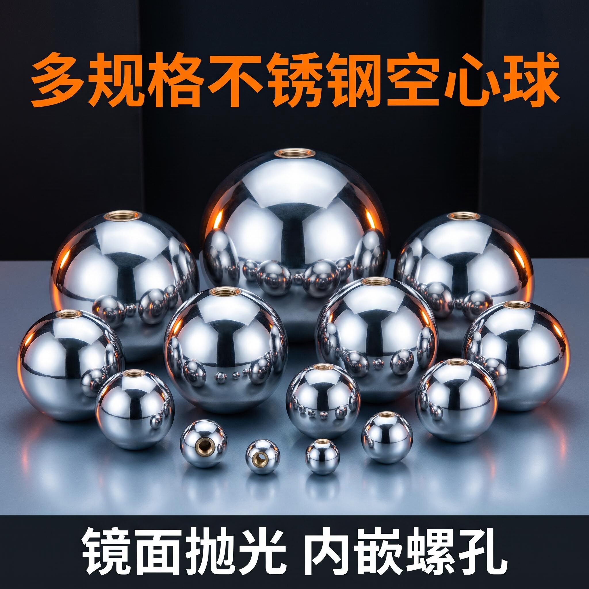 不锈钢开孔螺纹装饰球