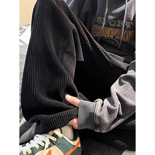 【于适同款】BONELESS灯芯绒裤子男春秋潮牌垂感直筒宽松款阔腿裤