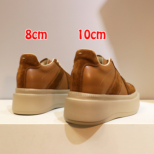 真皮加绒保暖德训小个子厚底运动小白鞋 8cm美拉德内增高女鞋 爆款